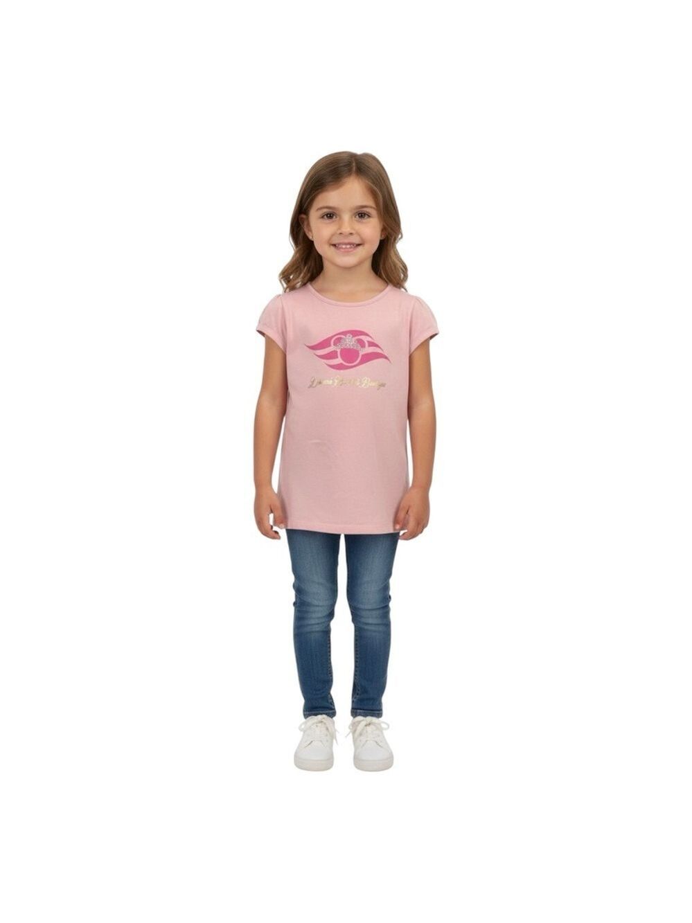Disney Cruise Line Girl’s Bibbidi Bobbidi Boutique Pink Rhinestone Tee XS